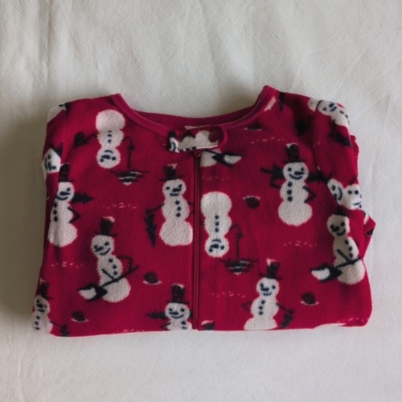 joe fresh snowman fleece zipper footie sleeper pajamas 18-24 months baby unisex - Picture 5 of 5
